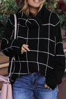 Plaid Turtleneck Drop Shoulder Sweater