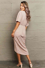 Surplice Neck Tulip Hem Dress