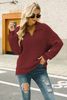 Ribbed Johnny Collar Pullover Sweater