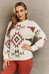 HEYSON Cozy Sunday Aztec Fuzzy Sweater