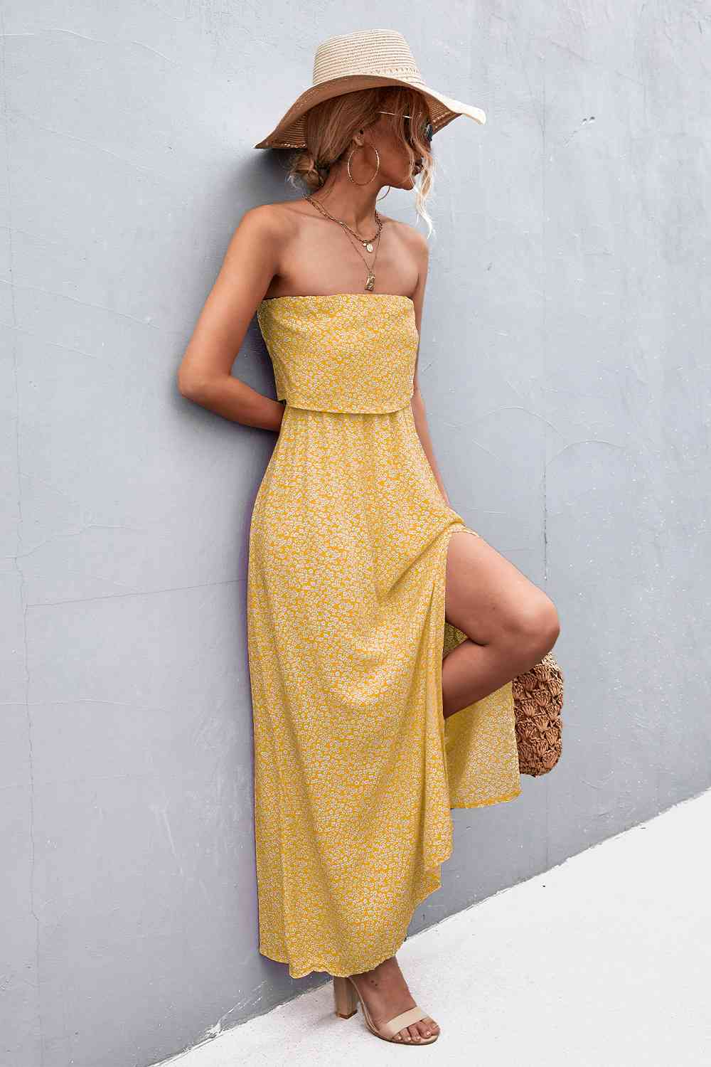 Strapless Split Maxi Dress