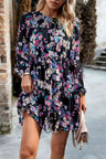 Smocked Floral Print Long Sleeve Mini Dress