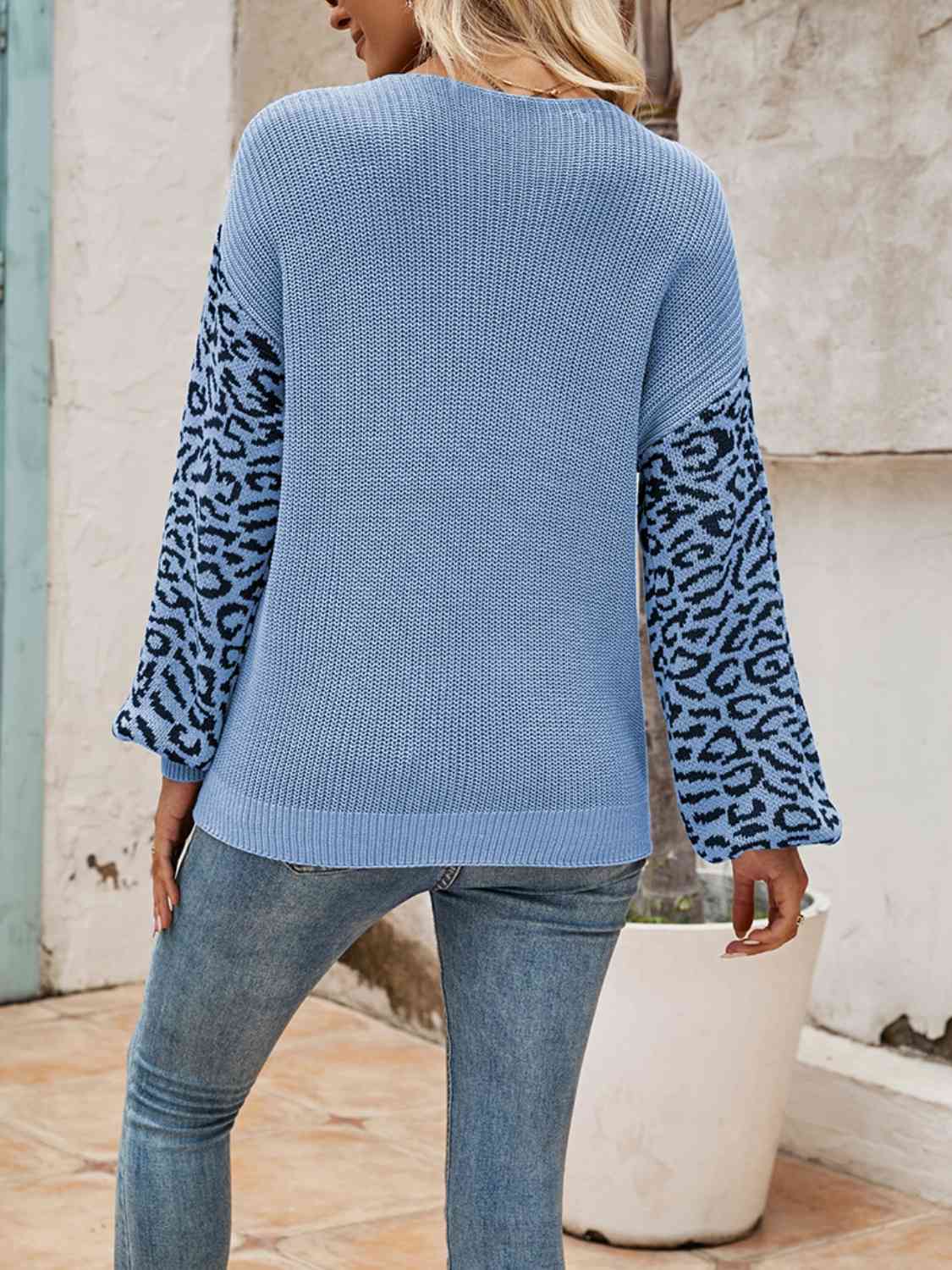 Leopard Crisscross V-Neck Sweater