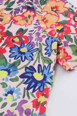 Floral Round Neck Short Sleeve Dress