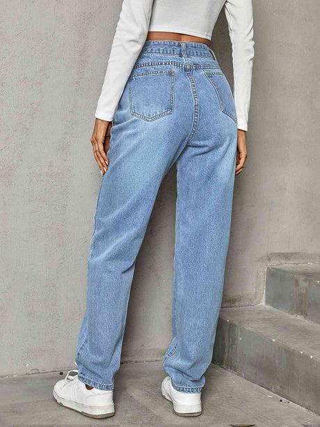 Asymmetrical Straight Leg Jeans