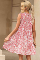 Printed Ruffled Sleeveless Tiered Dress