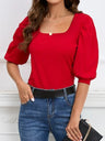 Square Neck Lantern Sleeve Blouse