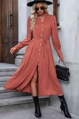 Button Down Notched Neck Dress