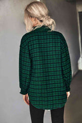 Plaid Button Front Dropped Shoulder Shirt