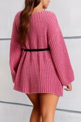 Boat Neck Dropped Shoulder Mini Sweater Dress