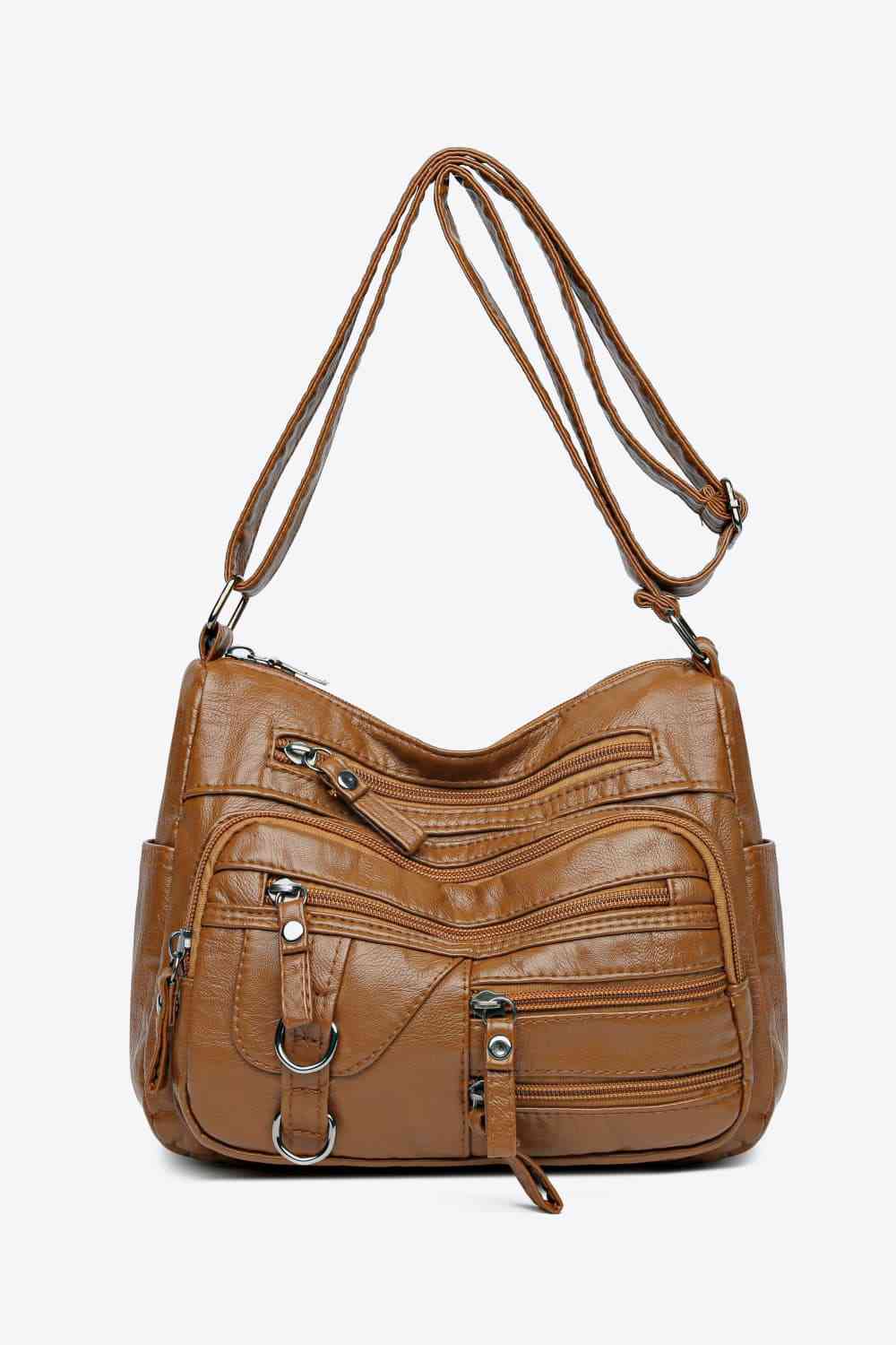 Multi-Pocket PU Leather Crossbody Bag