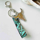 Rhinestone Bull Keychain