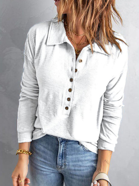 Collared Neck Half Button Top