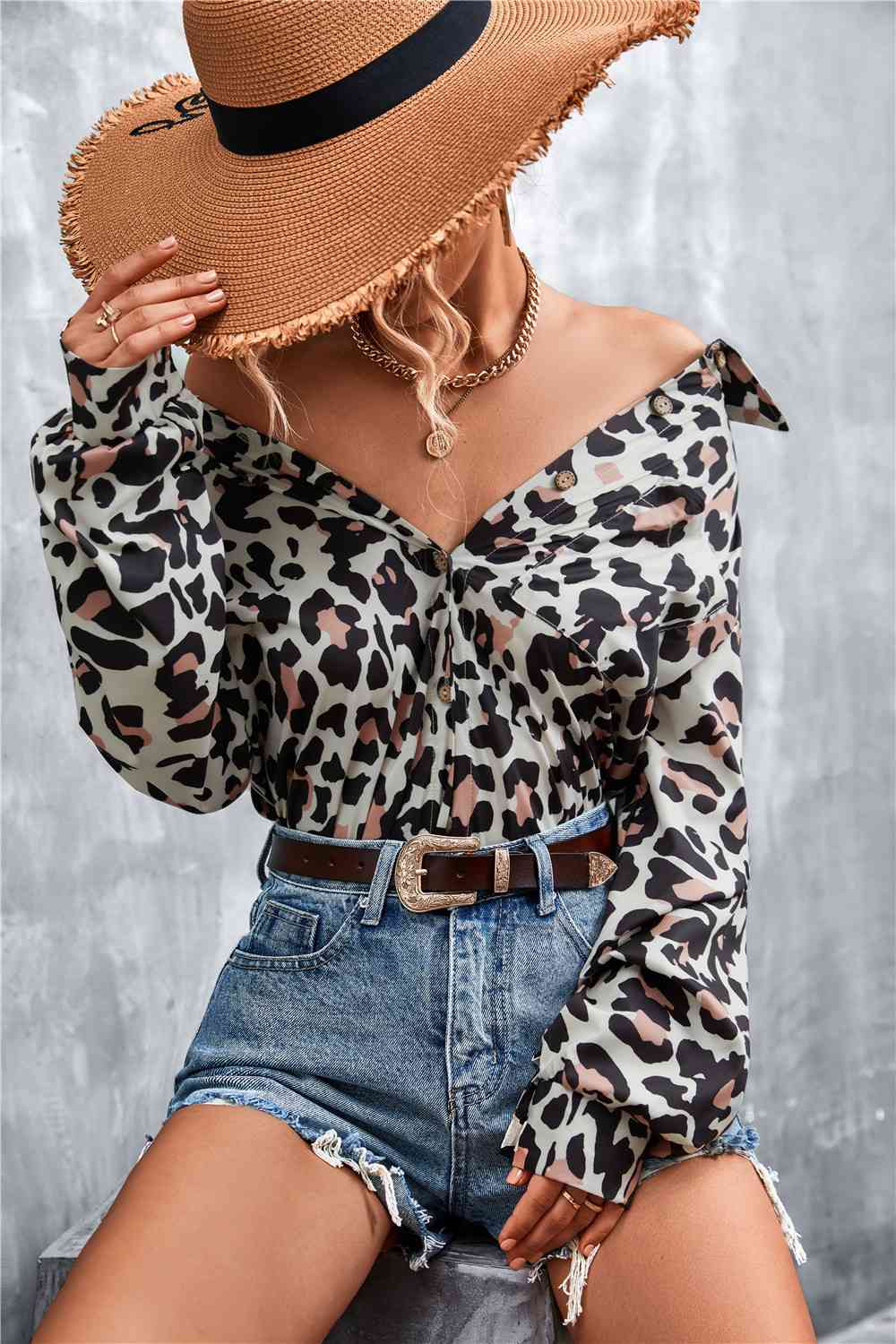 Printed Button Down Long Sleeve Shirt