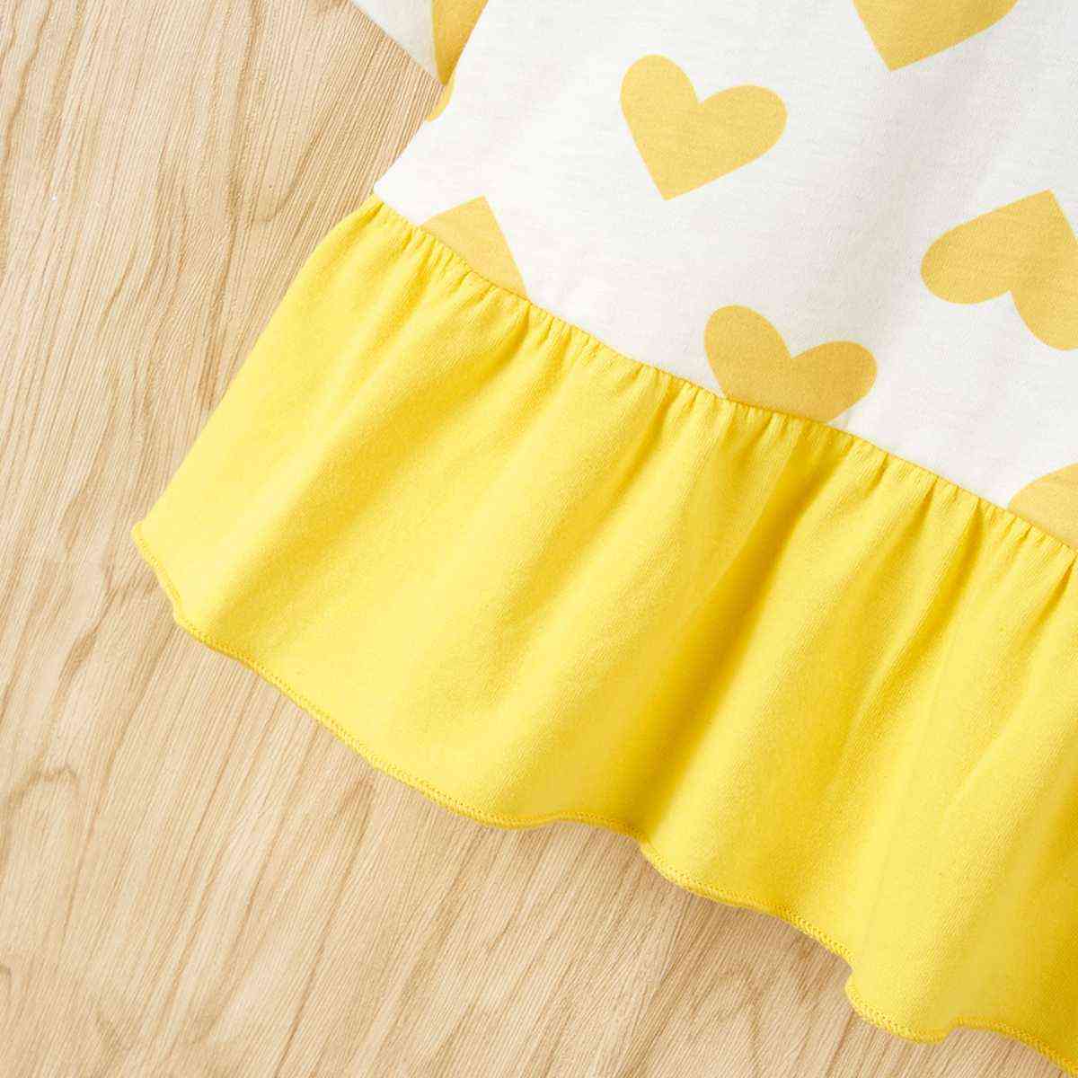 Heart Print Ruffle Hem Dress