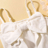 Contrast Stitching Bow Detail Cami and Shorts Set