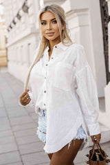 Dropped Shoulder Button Down Shirt