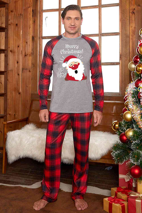 MERRY CHRISTMAS Graphic Top and Plaid Pants Set