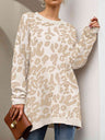 Leopard Round Neck Tunic Sweater