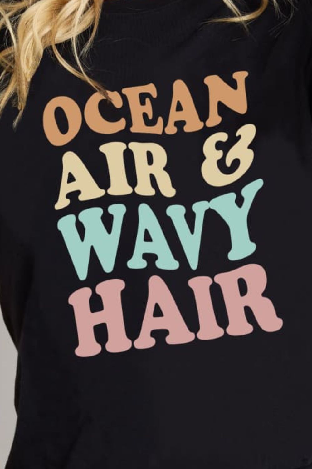 Simply Love Full Size OCEAN AIR & WAVY HAIR Graphic Cotton T-Shirt