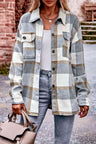 Plaid Long Sleeve Shirt Jacket with Pockets