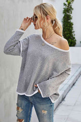 Round Neck Dropped Shoulder Sweater