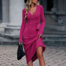 Surplice Neck Tied Long Sleeve Dress