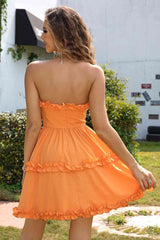 Frill Trim Strapless Mini Dress