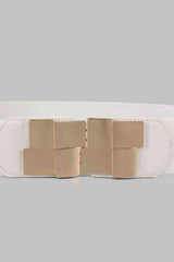 Geometric Buckle Elastic Wide Belt