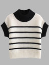 Striped Round Neck Short Sleeve Sweater