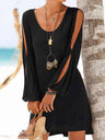 Cutout Long Sleeve Round Neck Dress