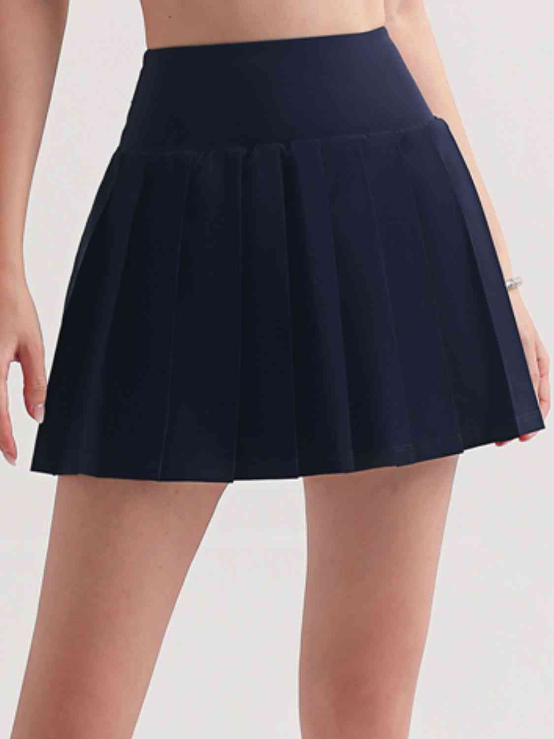 Pleated Elastic Waistband Sports Skirt