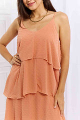 Culture Code By The River Full Size Cascade Ruffle Style Cami Dress in Sherbet