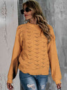 Openwork Mock Neck Long Sleeve Sweater