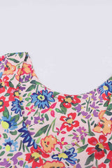 Floral Round Neck Short Sleeve Dress