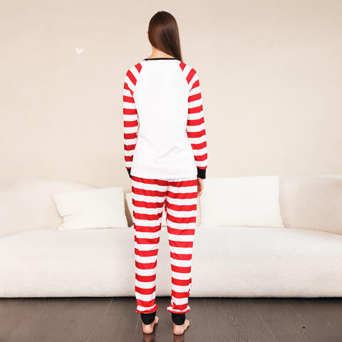 MERRY CHRISTMAS Graphic Top and Striped Pants Set