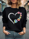 Heart Graphic Round Neck Sweatshirt