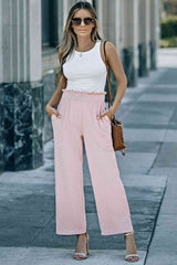 Paperbag Wide Leg Pants with Pockets
