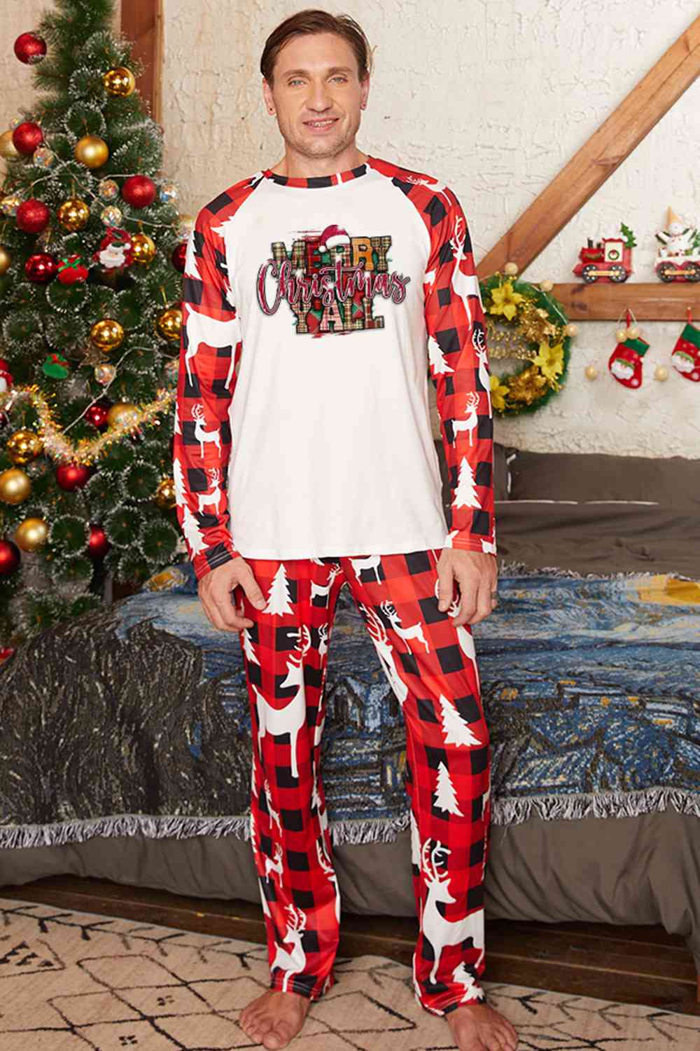 MERRY CHRISTMAS Y'ALL Graphic Top and Pants Set