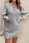 Lace-Up Mini Sweater Dress