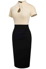 Round Neck Short Sleeve Pencil Dress