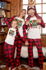 MERRY CHRISTMAS Graphic Top and Plaid Pants Set