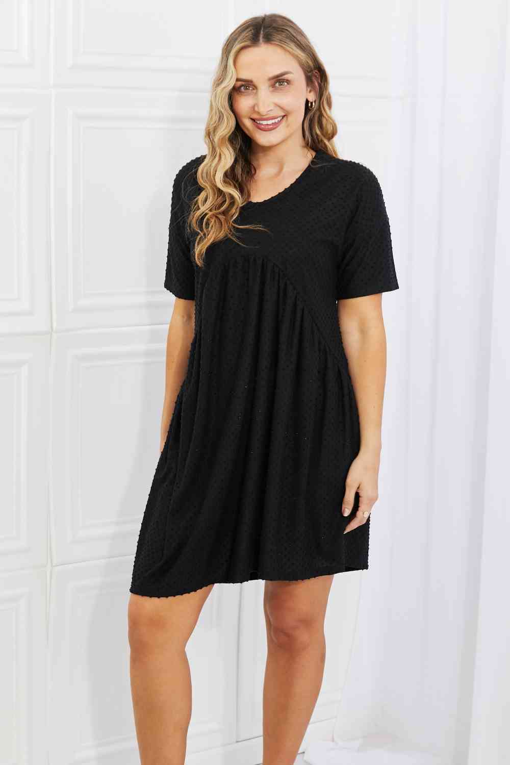 BOMBOM Another Day Swiss Dot Casual Dress in Black – opallier