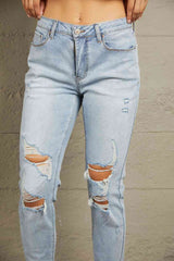 Baeful Distressed Straight Legs with Pockets