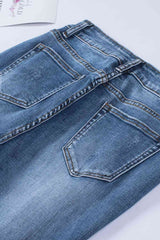 Baeful Distressed Frayed Hem Cropped Jeans