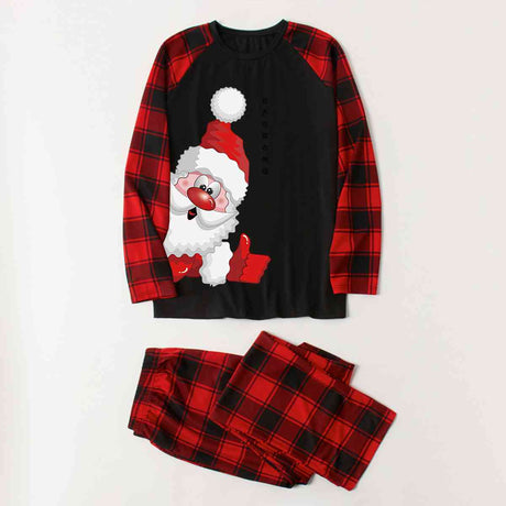 Santa Graphic Top and Plaid Pants Set