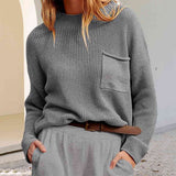 Rib-Knit Dropped Shoulder Sweater