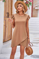 Flutter Sleeve Tulip Hem Dress