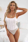 Lace Mesh Spaghetti Strap Scoop Neck Bodysuit