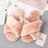 Faux Fur Crisscross Strap Slippers